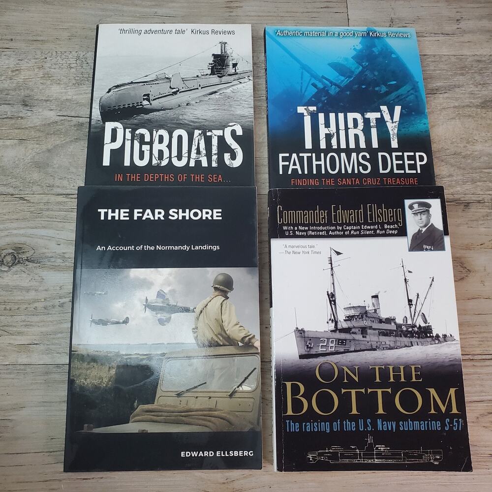 Edward Ellsberg (Lot Of 4) Paperback Books WWII Normandy, Pigboats Submarine US